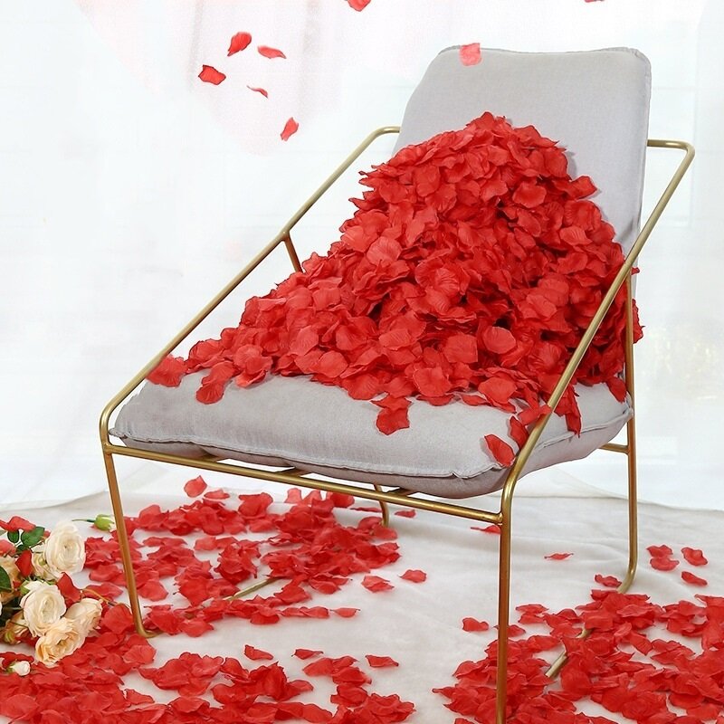 Dark Red Artificial Romantic Flower Silk Rose Petals Valentine Day Wedding Flower Petal Decoration 500pcs Rosas Para Casamento