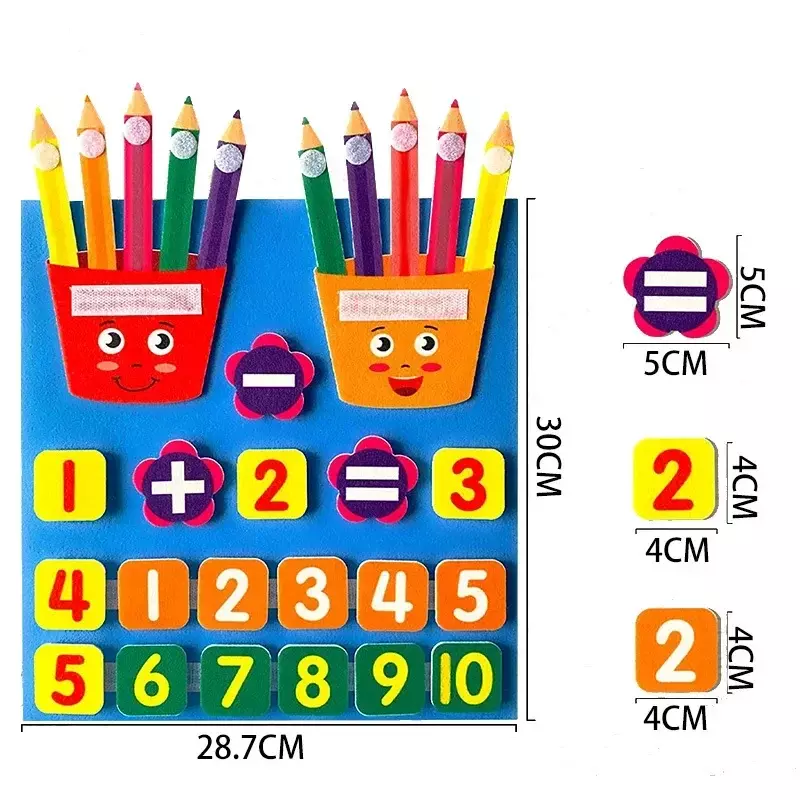 Mainan anak Montessori Felt angka jari mainan matematika Anak Menghitung pembelajaran dini untuk balita pengembangan intelijen