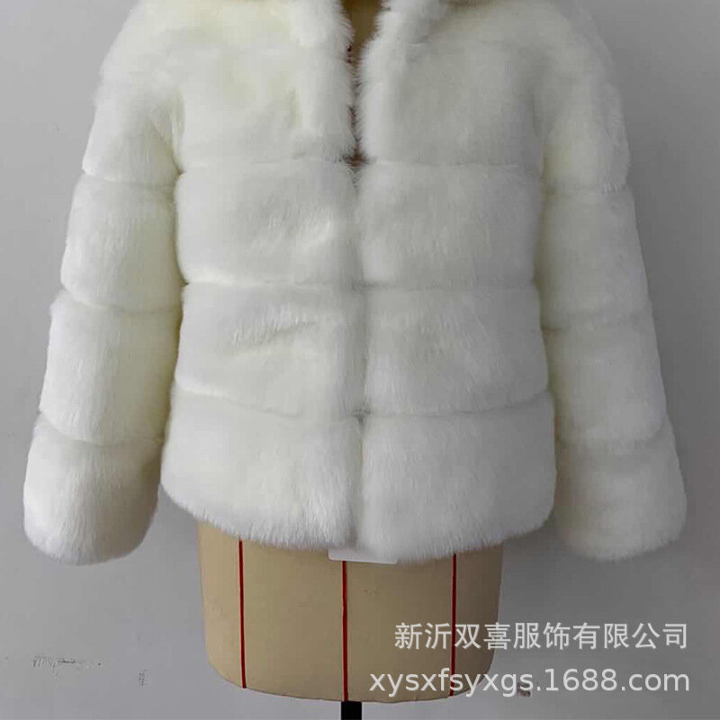 Женское короткое пальто из искусственного меха, однотонное свободное винтажное элегантное короткое пальто из искусственного меха, зима 2024