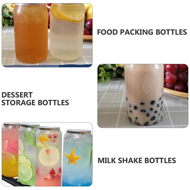Disposable Ring-Pull Can Beverage Bottles PET Milk Carafe Milk Tea Bottles Drinking Packaging Bottles Clear Milk