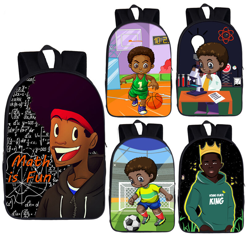 Afro Brown Science Boy Print Backpack Children School Bags For Teenage Africa Boys Daypack Student Laptop backpacks Book Bag