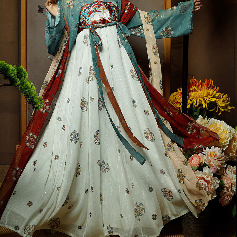 Hanfu النمط الصيني النساء الصينية التقليدية مرحلة الرقص فستان الإناث الجنية تأثيري حلي Hanfu الأحمر هالوين الملابس