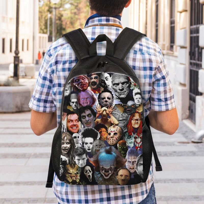 Halloweenowy Horror charakter filmowy plecak na laptopa dla kobiet mężczyzn podstawowy plecak na tornister szkolny w college'u