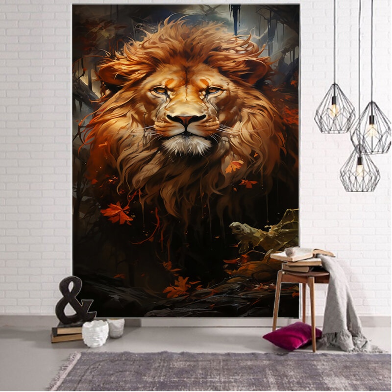 Гобелен для украшения дома, гобелен с изображением Льва, луга, короля льва