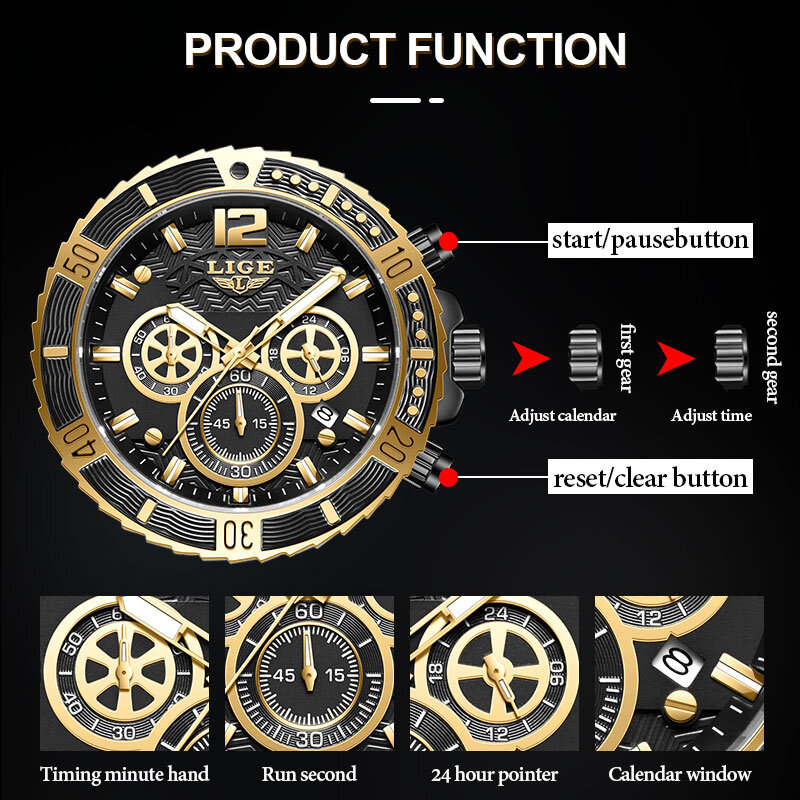 LIGE-reloj analógico de acero inoxidable para hombre, accesorio de pulsera de cuarzo resistente al agua con calendario, complemento Masculino deportivo de marca de lujo con diseño moderno