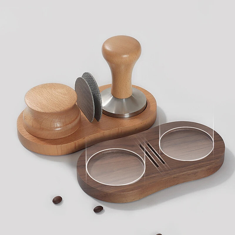 Soporte de pantalla de filtro de café, Base de martillo de madera de nogal, accesorios para cafetera, 51mm, 53mm, 58mm