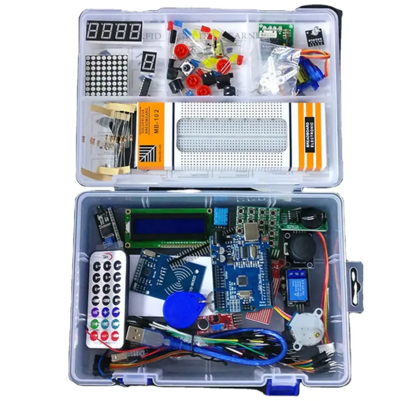 Kit de iniciación mejorado RFID, Kit de desarrollo de aprendizaje LCD 1602 para Arduino UNO R3
