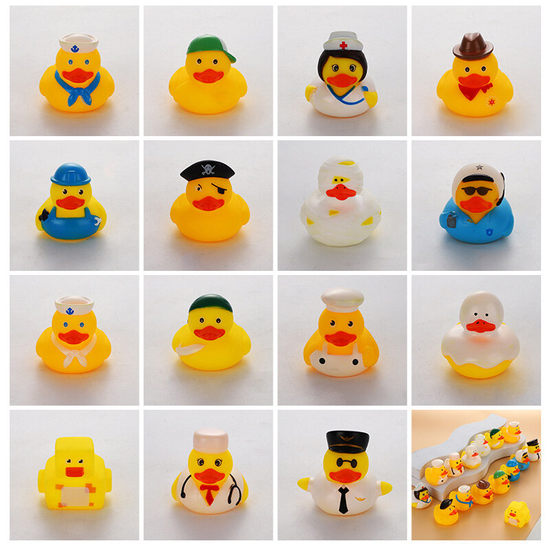 Brinquedos bonitos do banho do bebê do banho do pato amarelo squeaky brinquedos do jogo da água para crianças que jogam a água kawaii squeeze patos do flutuador com som do bb