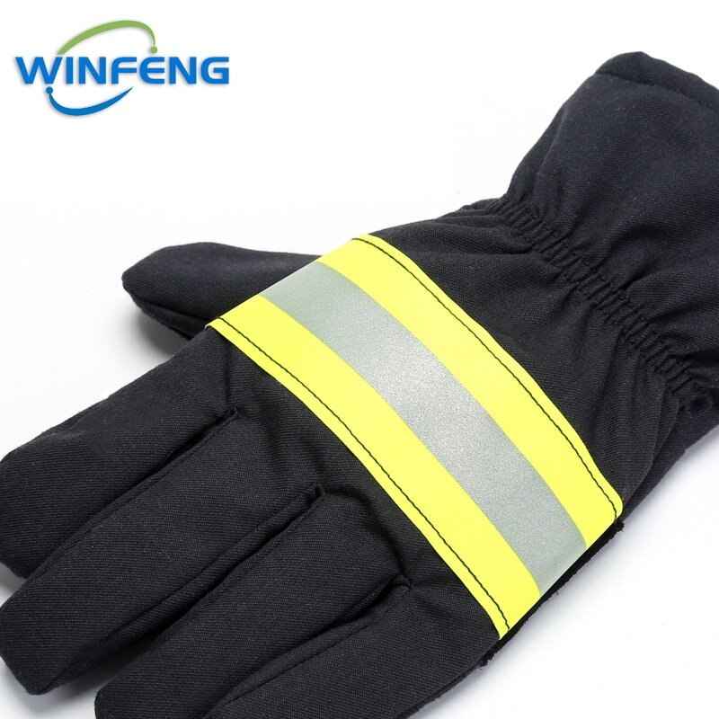 Mão luvas de proteção de fogo bombeiro polícia wear-resistência antiderrapante engrossar chama-luvas de segurança de trabalho retardador