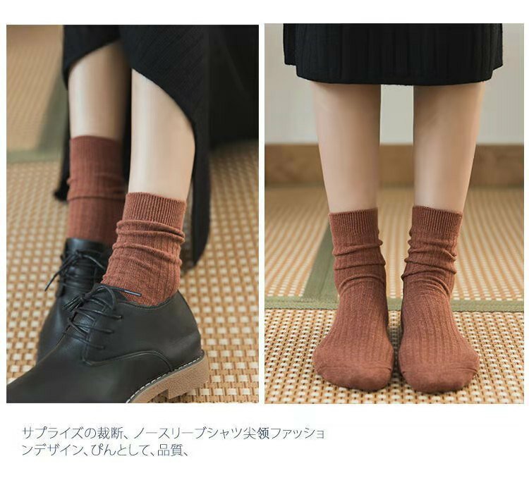 10 pasang Retro wanita katun longgar kaus kaki musim gugur musim dingin rajut padat panjang hitam merah muda Korea pelajar perempuan stoking