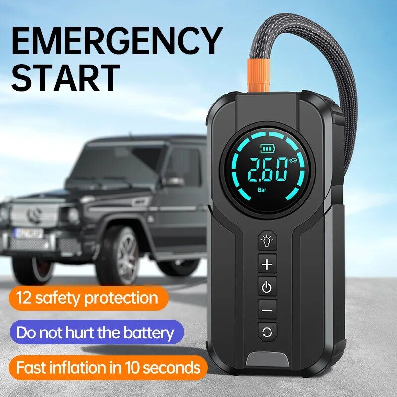 4 In 1 Auto Springen Starter Power Bank Luchtcompressor Inflator Pomp 1000a Draagbare Krachtcentrale 8400Mah Auto Acculader Booster