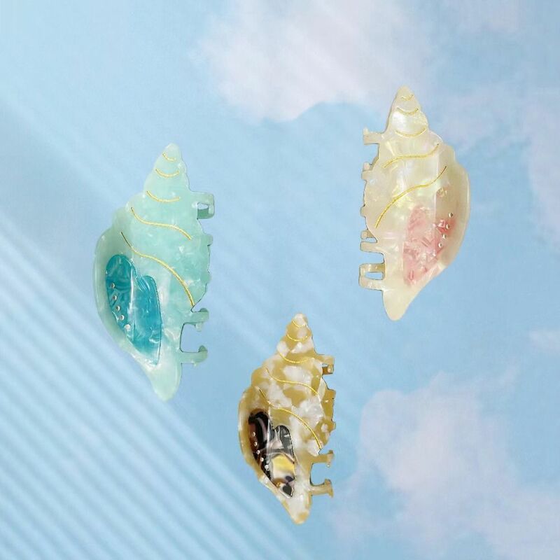 Heart Acetate Hair Claw Ins Geometric Conch Large Crystal Hairpins Korean Style Zircon Women Barrettes Girls