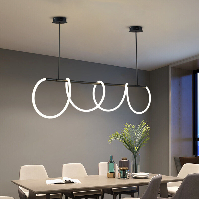Lampu gantung Led selang panjang Modern, lampu gantung langit-langit untuk meja ruang makan dapur Bar liontin desain suspensi luminer