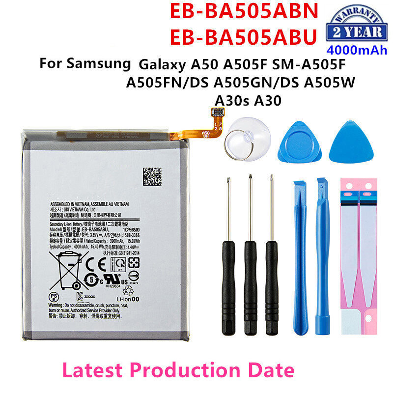 Nowa bateria EB-BA505ABN EB-BA505ABU 4000mAh do Samsung Galaxy A50 A505F SM-A505F A505FN/DS/GN A505W A30s A30 + narzędzia