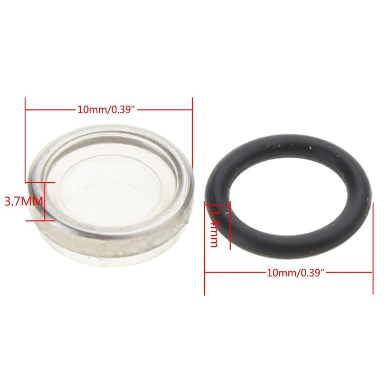 Cylinder Sight Lens,10mm 12mm 14mm 18mm Replacements with O-Rings for Hydraulic Brake Levers Motorcycle