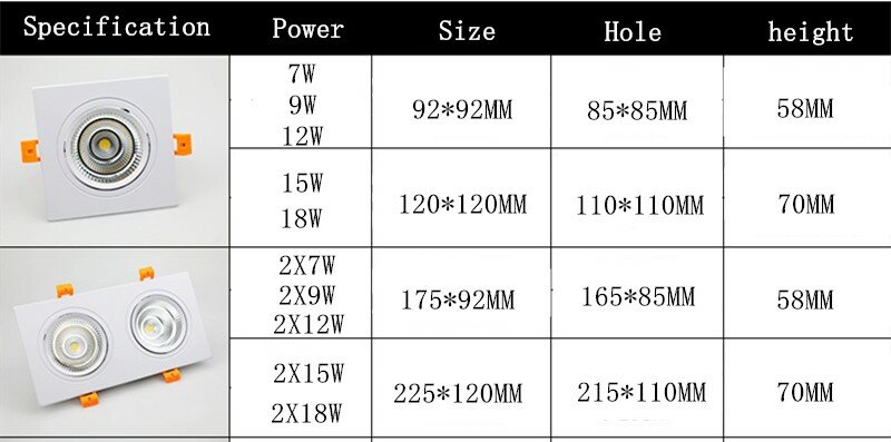 راحة ساحة عكس الضوء LED النازل COB LED مصباح السقف AC85-265V الدافئة/الباردة الأبيض LED مصابيح كشاف صغيرة الحجم إضاءة داخلية