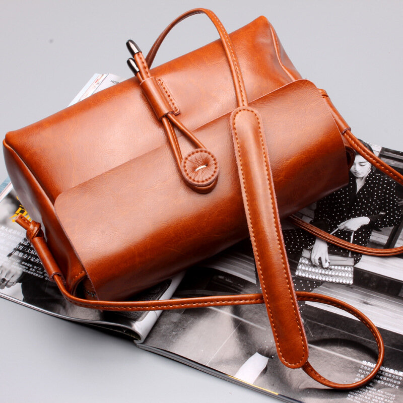 حقيبة كروس من الجلد الطبيعي للنساء ، حقائب كتف صغيرة مربعة الشكل ، حقائب بتصميم عتيق ، طراز كوري ، فاخرة جديدة ،