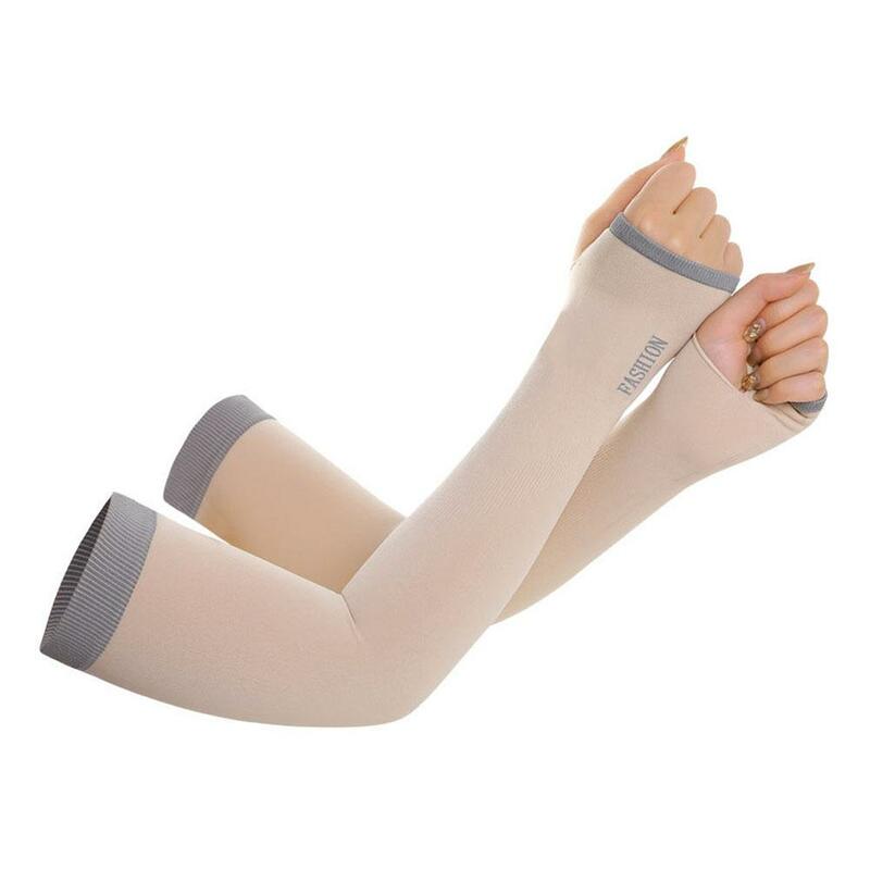 Ice silk Arm Sleeves Cooling Arm Sleeves Woman Men Cycling Fingerless Glove Elastic Arm Cover Driving Anti-Sunburn Sleeve