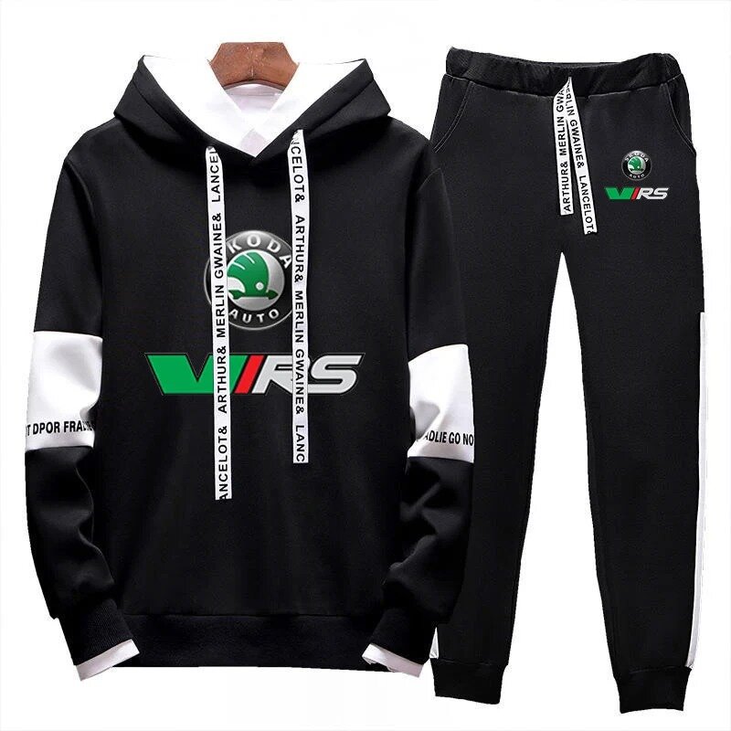 Skoda Rs Vrs Motorsport Graphicorrally Wrc Racing Men Spring Autumn Fashion Casual Hoodie Drawstring Pants New Lace Up Sets