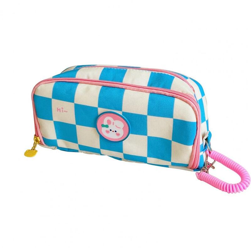 Stationery Box Dust-proof Easy Access Thick Checkerboard Pattern Pencil Pouch School Supplies