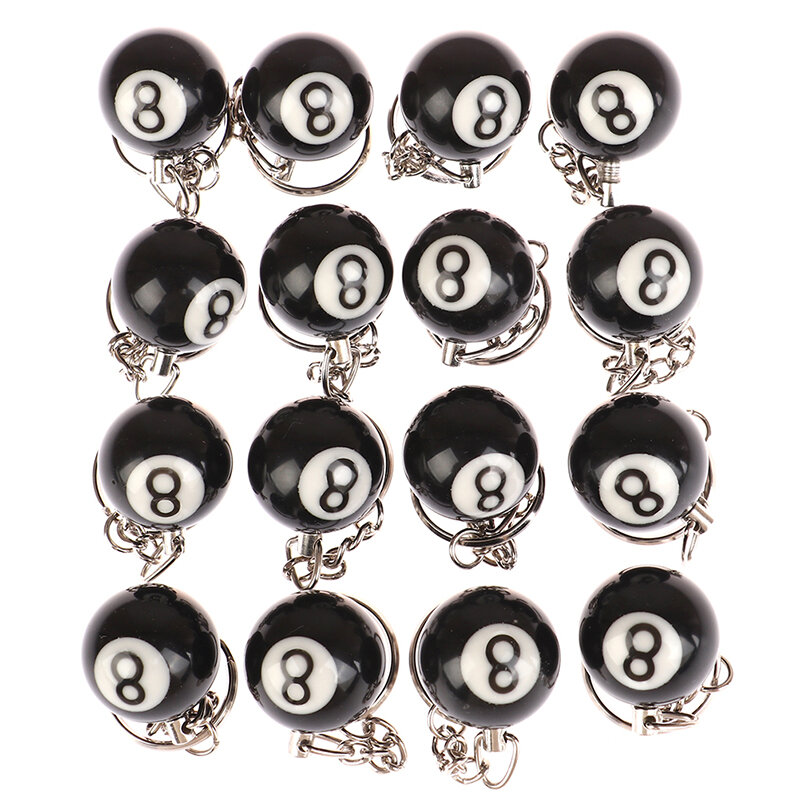 سلسلة مفاتيح مبتكرة من بلياردو البلياردو ، حلقة مفاتيح كرة الطاولة ، سوداء الحظ ، سلسلة مفاتيح رقم 8 ، كرة 25 راتنج ، هدية مجوهرات ، 1: 50