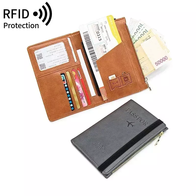 RFID ANTI Blocking Thin Passport Holder Cover Case Travel Wallet for Men Women Multi-Function ID Bank Card Holder Accessories