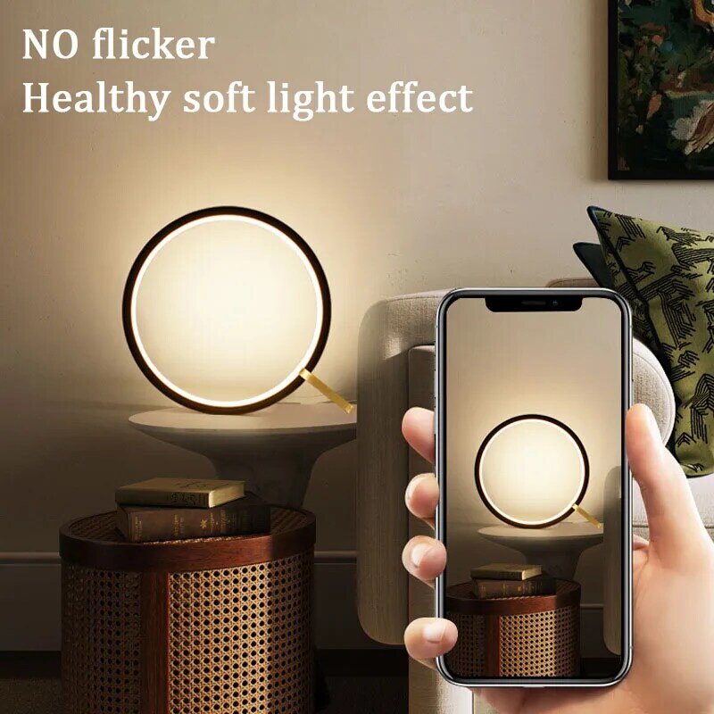 Led Night Light Bedroom Decor Round Reading Table Lamps Button Stepless Dimming Child Gift Living Room Desktop Decorative Lamp
