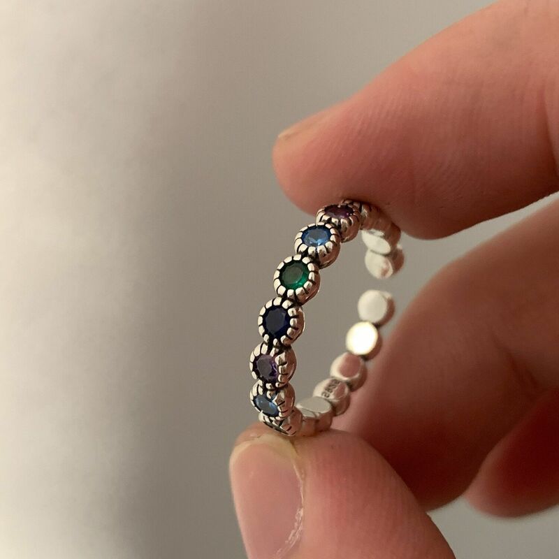 Anéis florais de prata esterlina para mulheres, 100% sólido 925, pedra colorida simples e moderna, presentes de festa retrô, acessórios