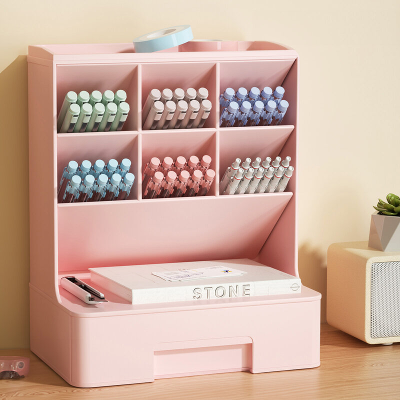 Pink Pen Holder Pencil Holders Drawer Home Office Desk Setup Organizer Storage Accessories Gadgets School Supplies Stationery