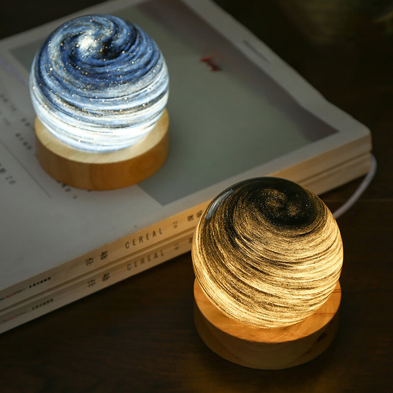 Lámpara de planeta 3D de 80mm, 3 colores, atenuación continua, luz nocturna creativa y romántica para dormitorio, regalos de cumpleaños y Navidad