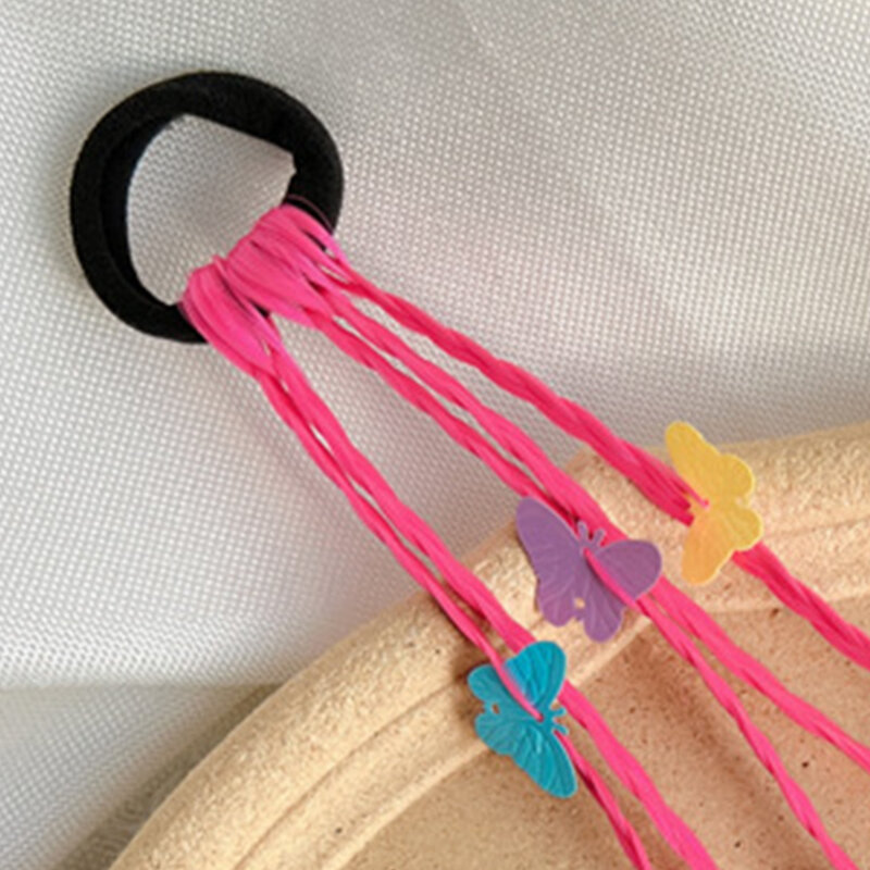 Extensiones de Cabello sintético con trenzas coloridas para niñas, coleteros trenzados de arcoíris con bandas de goma, accesorios para el cabello