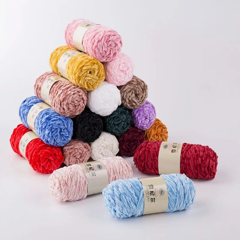 DIY 100% Polyester  Velvet Yarn Amigurumi Accessories Dolphin Baby Plush Yarn Soft Chenille Yarn for Knitting  1 Skein 100g 130M