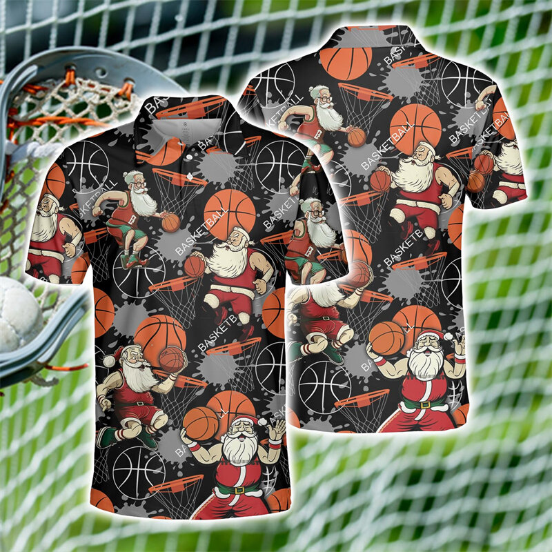 Рубашка-поло для баскетбольного клуба с 3D принтом, Мужская одежда, модная спортивная рубашка-поло с мячом, повседневная мужская футболка с коротким рукавом, футболки
