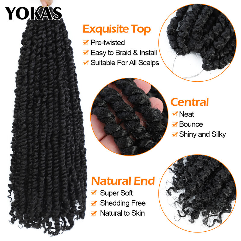 Passion Twist Hair For Africa Braids Synthetic Locs Crochet Braid Hair Extensions w opakowaniu 6 10 18 24 Inch Pre-Twisted For Women