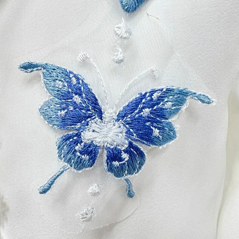 Schnür schal blau besetzt bestickt gefälschten Kragen chinesischen Stil gefälschten Kragen Umhang gefälschte falsche Kragen Kleid Bluse Dekor