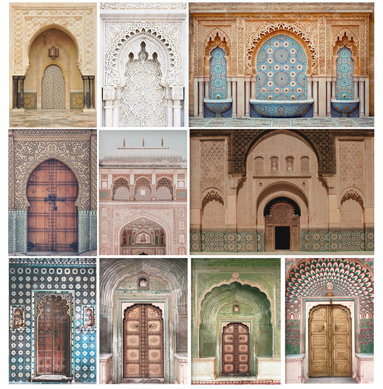 Maroko drzwi arabski styl architektura płótno malarstwo islamskie plakaty obrazy na ścianę drukuje do salonu Home Decor
