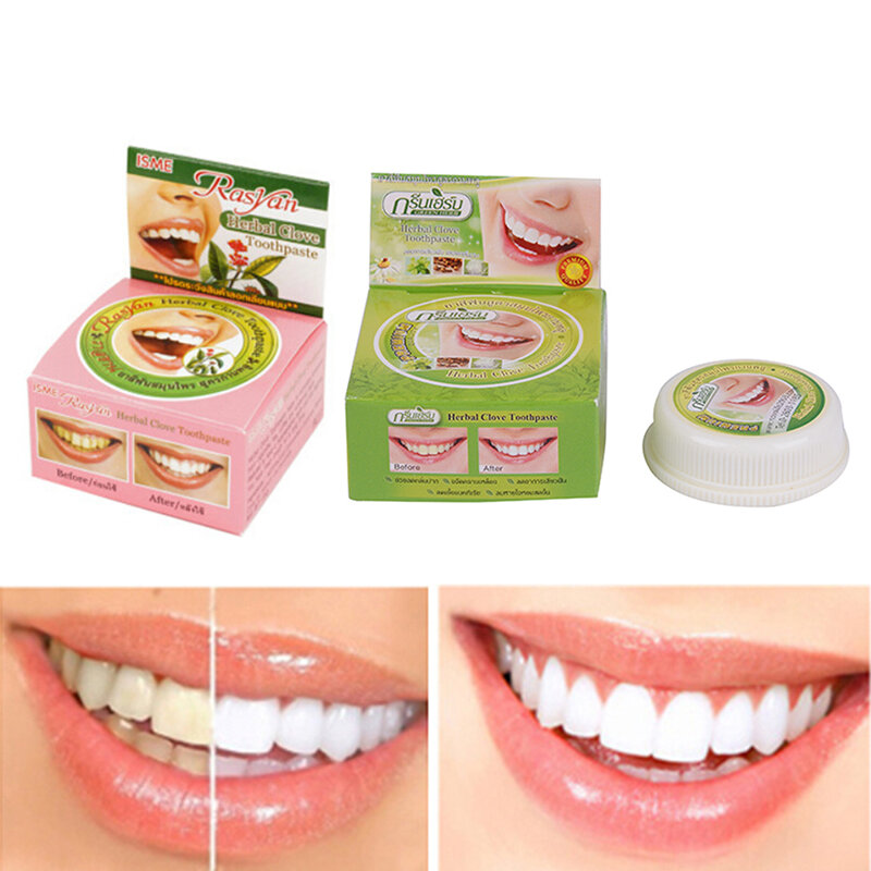 1pc cor pasta de dentes branqueamento dentífrico remover mancha antibacteriano alérgico natural herbal cravo tailândia pasta de dentes