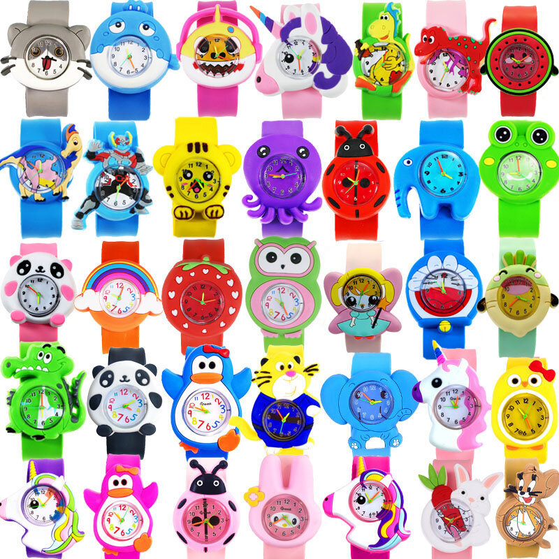 Wholesale 100 Kinds of 3D Cartoon Turtle/pony/dolphin/princess/bird/leopard/racing/dinosaur Watches for Boy Girl Children Watch