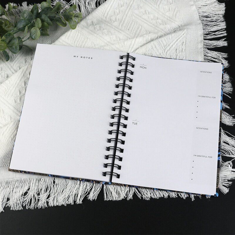 Cuaderno con cubierta de flores impresa personalizada, alta calidad, logotipo personalizado, planificador, impresión