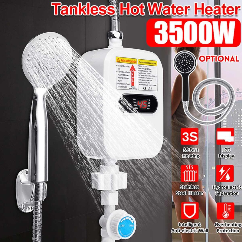 220v 3500w Mini-Warmwasser bereiter heiß elektrisch tankless Haushalt Bad Wasserhahn mit Dusch kopf LCD-Temperatur anzeige