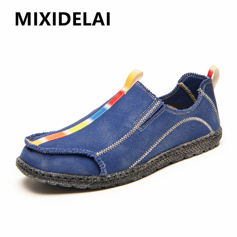 Breathable Denim Cloth Casual Shoes Large Size 39-48 Summer Mens Sneakers Outdoor Fashion Men's Loafers Non-Slip Walking Shoes