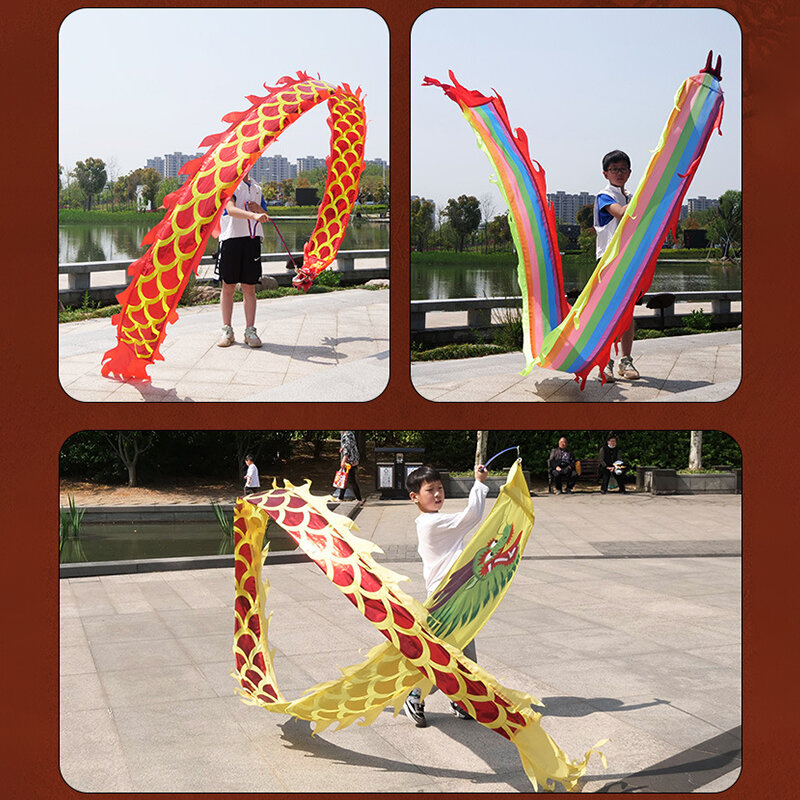 Alat peraga dansa naga gaya Cina, 3/5M untuk Festival karnaval anak-anak Tahun Baru Cina kinerja persegi alat peraga latihan lucu