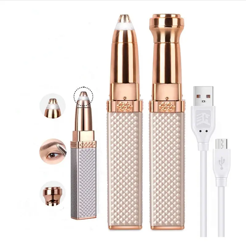 2 in 1 frauen Elektrische Epilierer USB Lade Tragbare Haar Entferner Bikini Schmerzlos Rasierer für Frauen Körper Gesichts Augenbraue trimmer