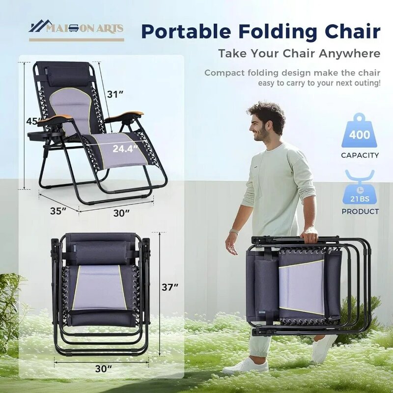 Acolchoado Zero Gravidade Lounge Chair, Anti Gravidade Lawn Chair, dobrável reclinável, cadeira do acampamento ao ar livre para quintal piscina