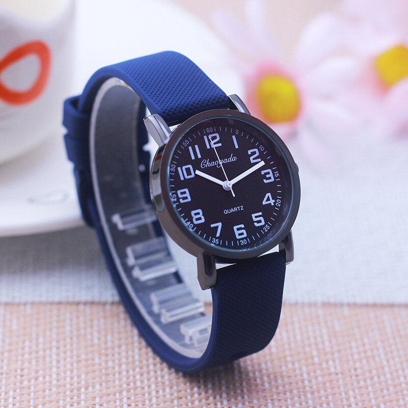 Relojes de cuarzo con correa de silicona blanda para niños y mujeres, relojes digitales de moda sencillos, a prueba de agua, regalos