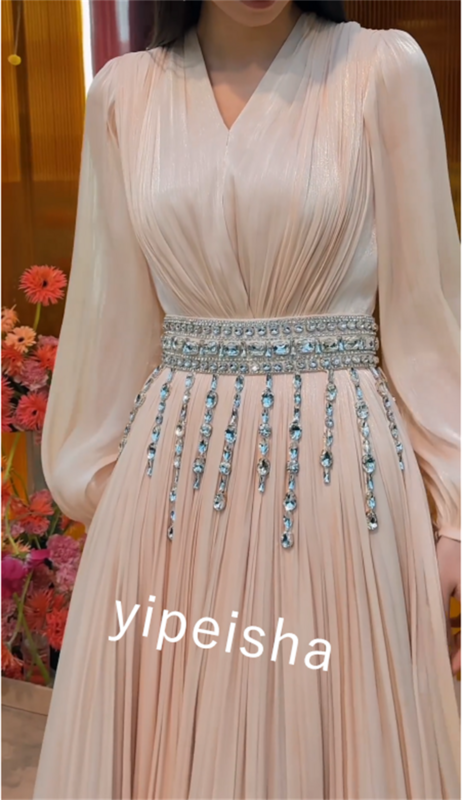 Трикотажное длинное платье трапециевидной формы с V-образным вырезом на заказ