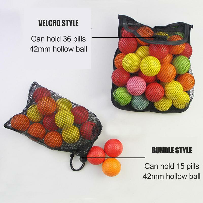 Bolsa de malla plegable de nailon para soporte de pelota de Golf, bolsa de red negra para pelotas de tenis, ahorro de espacio para campo de entrenamiento de conducción
