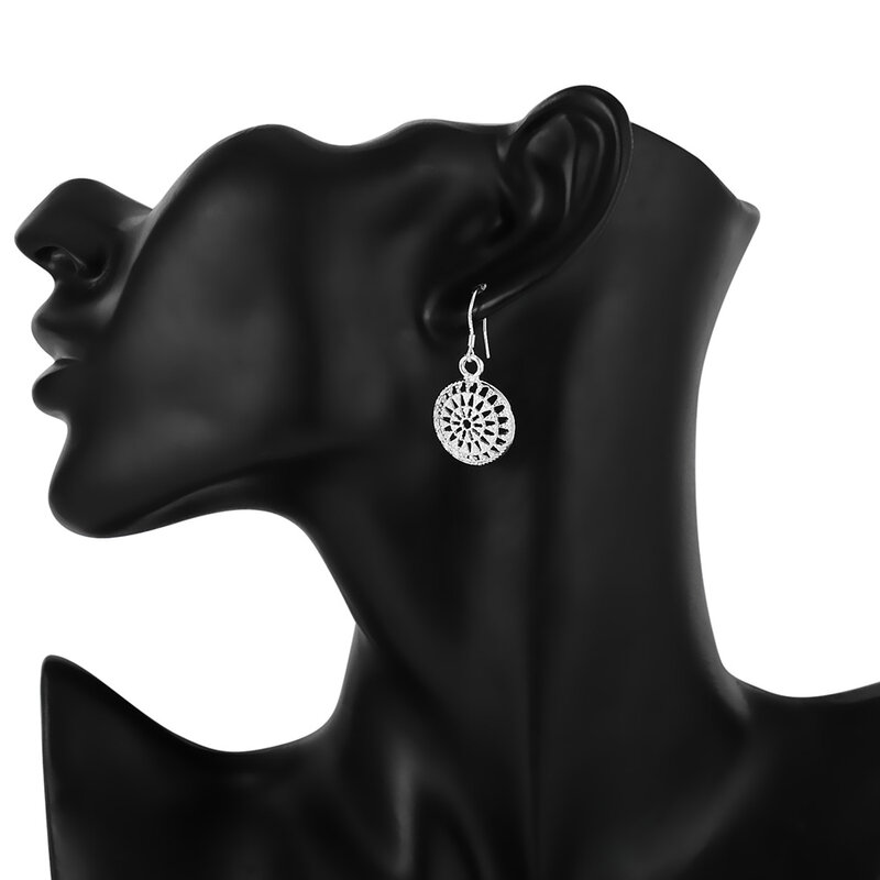 Graziosi orecchini di forma rotonda retrò in argento Sterling 925 per le donne di moda regali di natale per feste di matrimonio gioielli per tutto il fiammifero di strada