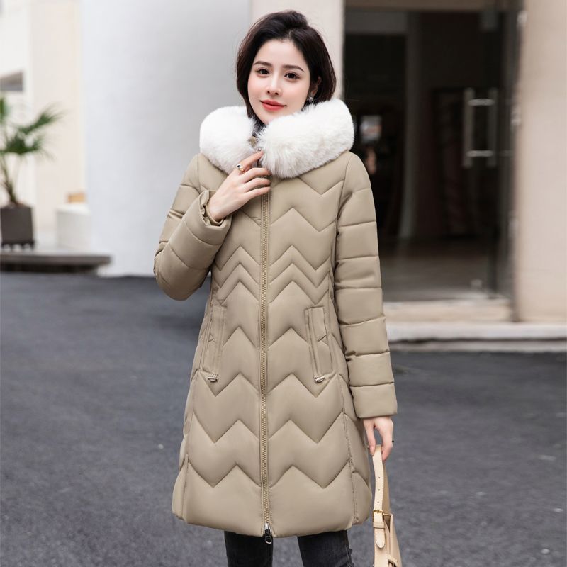여성용 깃털 칼라 다운 재킷, 2024 롱 다운 코트, 따뜻한 겨울 다운 재킷, 한국 깃털 코트, 퍼퍼 재킷