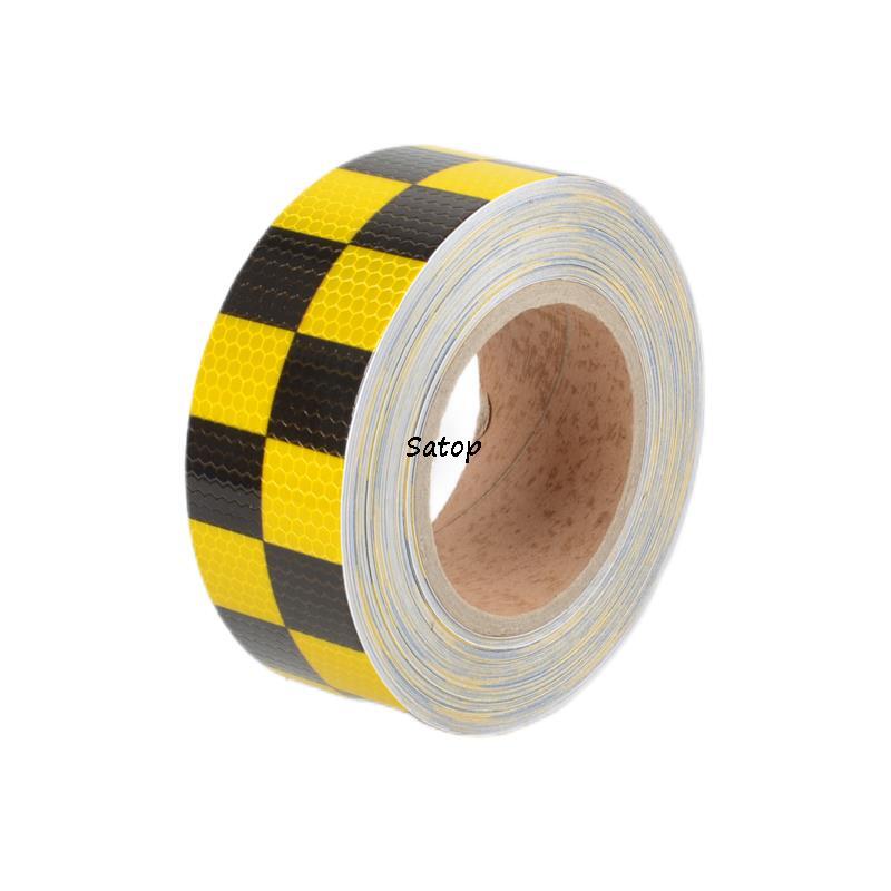 5cmX10m Reflective Tape PVC Sparkle Checkered Reflector Sticker Yellow Black High Intensity Reflect Tape For Warning Safety Film